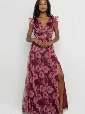 Baltic Born Adelyn Maxi Dress | Wine Floral Size L